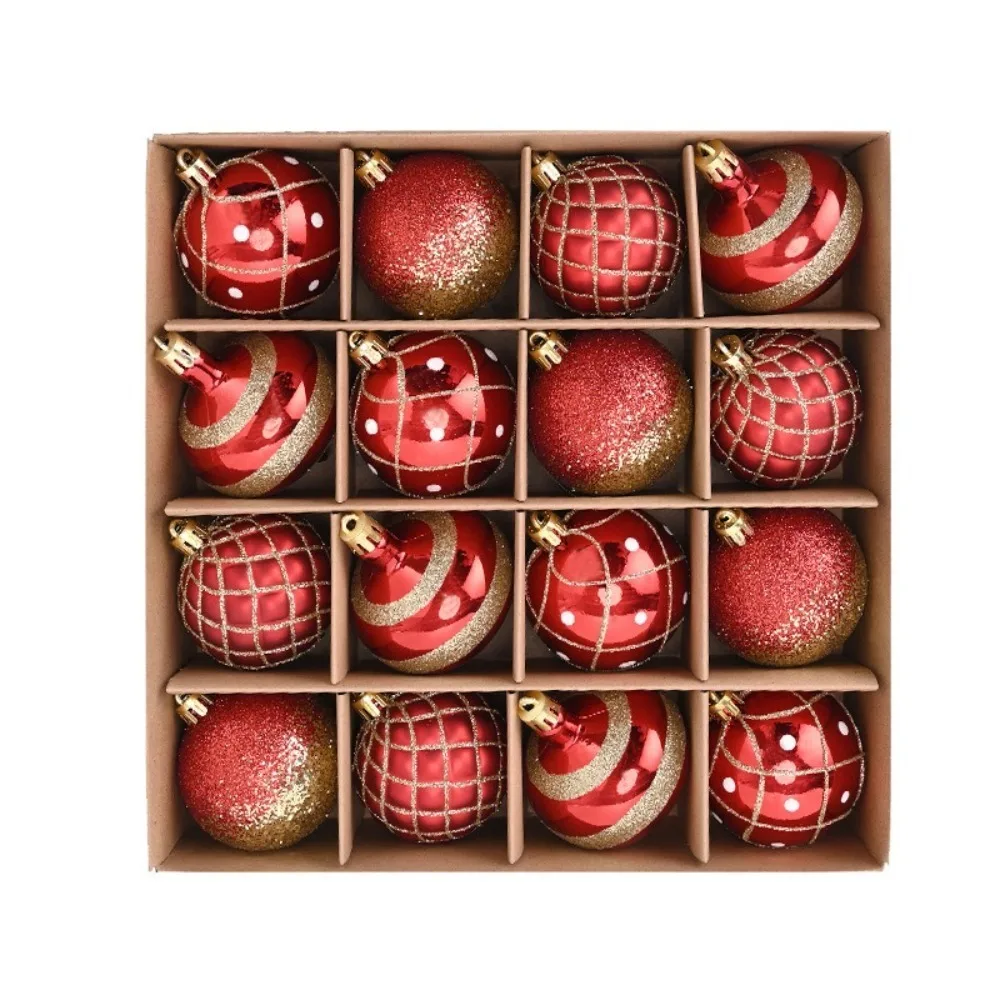 

16Pcs 6cm Electroplated Ball Christmas Tree DIY Crafts Painted Plastic Christmas Decorations New Year Hanging Christmas Boxes