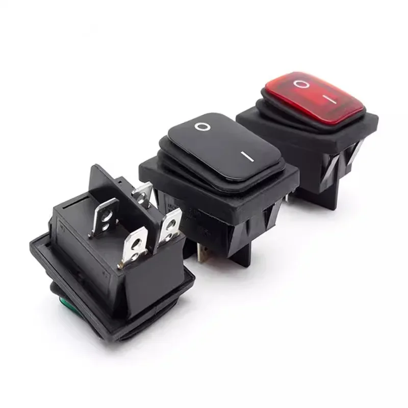 KCD4 Waterproof Boat 4 Pin Locking Switch with Light 16A 250V Rocker Power Switch