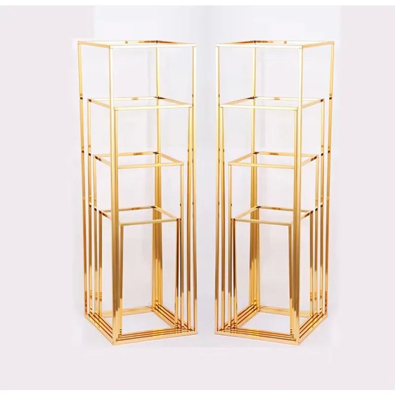 Wedding indoor iron frame bracket metal tall gold display design flower pot plant flower stand