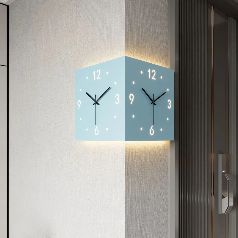 ins wind corner clock double-sided wall clock living room creative and simple modern two-sided wall clock no punching
