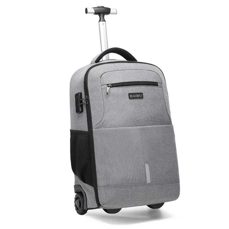 Nieuwe Pullable Rugzak Reizen Pull-Rod Bag Mannen Vrouwen Koffer Rugzak Trolley Bagage Tas Op Wielen Boarding tas