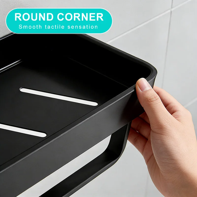 Punch-free Black Bath Shelves Bathroom Shelf Nail-free Shampoo Holder Shelves Storage Shelf Rack Bathroom Basket Holder ML1018