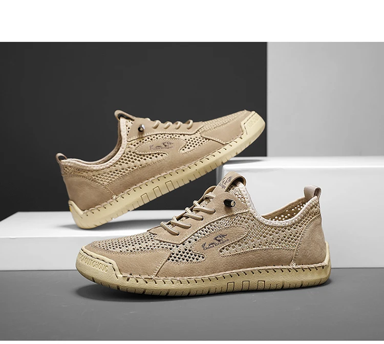 Herren-Freizeitschuhe aus Mesh, atmungsaktive Loafer, leichte Herren-Sneaker, flache Fahrschuhe, Größe Herren, Mesh-Schuhe, Sneakers – Detail 14