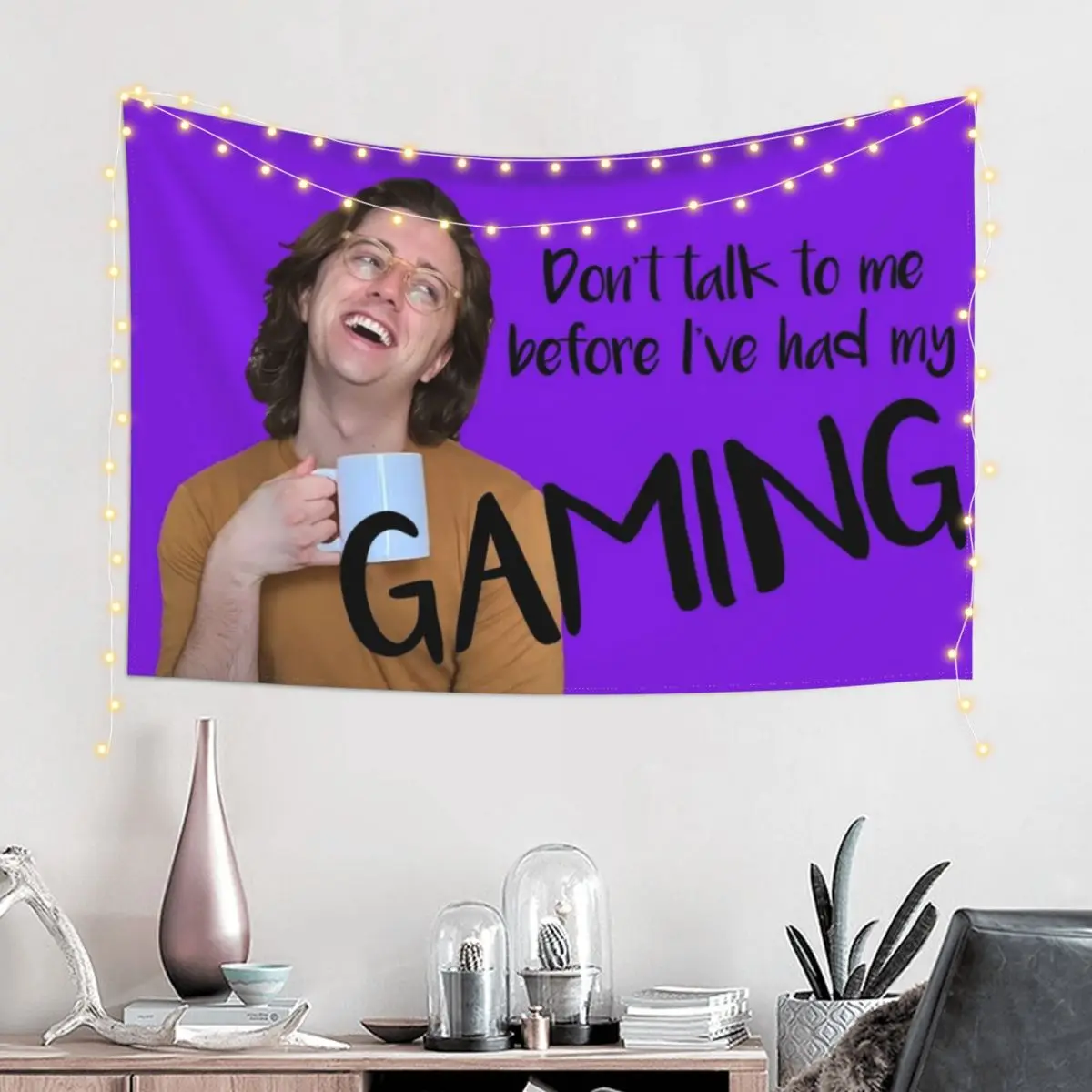 Polygon (BDG) | Don't talk to me before I've had my GAMING. Tapestry Wall Decorations Aesthetic Room Decorations Tapestry