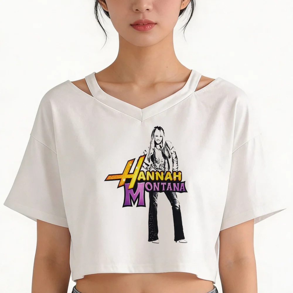 Hannah Montana cropped top girl graphic y2k emo manga japan t shirt harajuku kawaii manga meme gothic