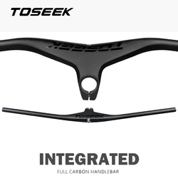 TOSEEK 탄소 산악 자전거 핸들바 및 스템, 28.6mm -17 ° 통합 Mtb 핸들바, 자전거 부품, 660 ~ 800-70mm, 80mm, 90mm, 100mm