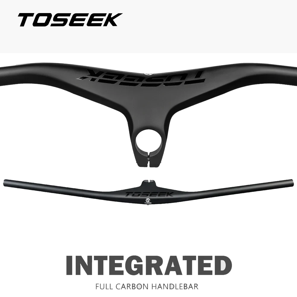 TOSEEK Carbon Mountain Bike Handlebars and Stem 28.6mm  -17° Integrated Mtb Handlebar  660~800-70/80/90/100mm Bicycle Parts