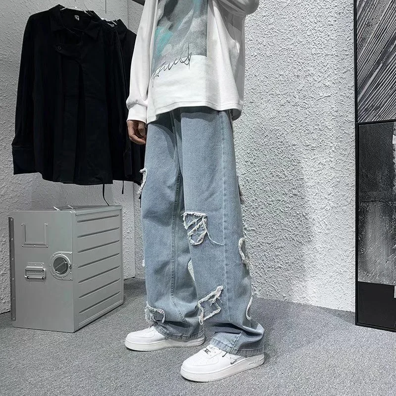 

Jeans Unisex Wide Leg Jean Loose Straight Fit Mens and Womens 2022 New Fashion Casual Hip Hop Pants Streetwear S-3XL