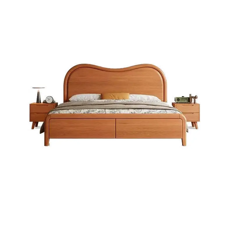 

French retro solid wood bed 1.8 meters double wedding bed, master bedroom large bed, medium and ancient style 1.5 meters