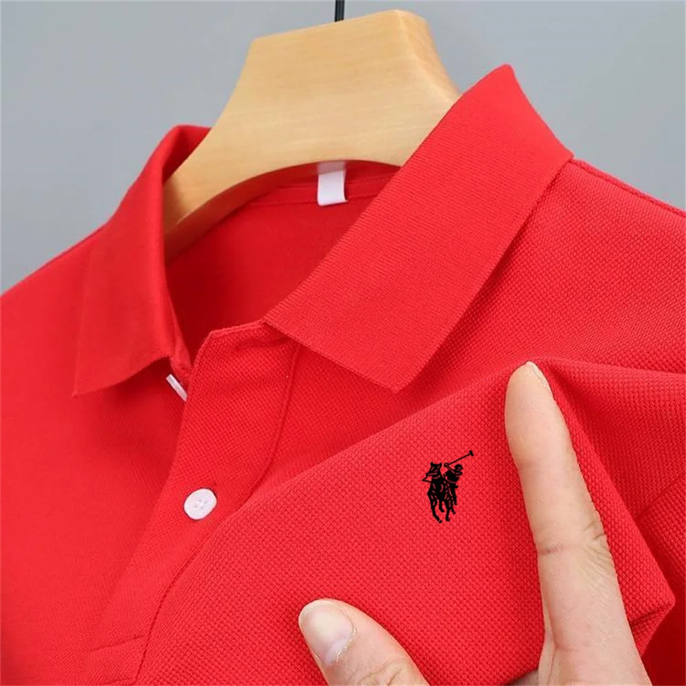 2024 Summer New Men\'s Lapel Anti-pillin Polo Shirt Embroidered Short Sleeve Casual Business Fashion Slim Fit Polo Shirt for Men