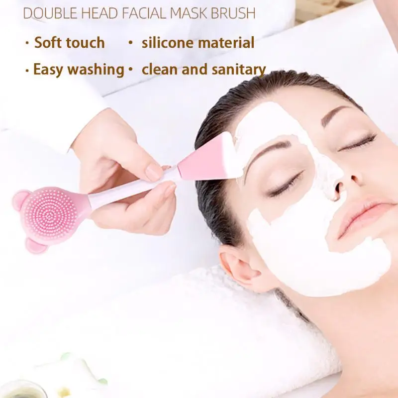 Brosse à masque en Silicone à Double extrémité, brosse applicateur de masque de boue à tête plate et douce, outils professionnels réutilisables de beauté du visage et de soins de la peau