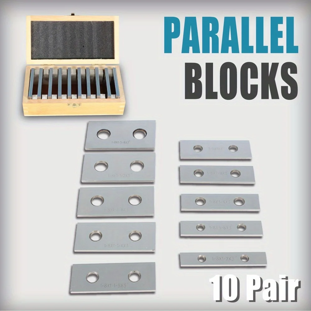 10 Pair 1/8 x 3-Inch Parallel Set Accuracy 0.0002in 1/2 to 1-5/8 Hardened Gage Gauge Tool Set