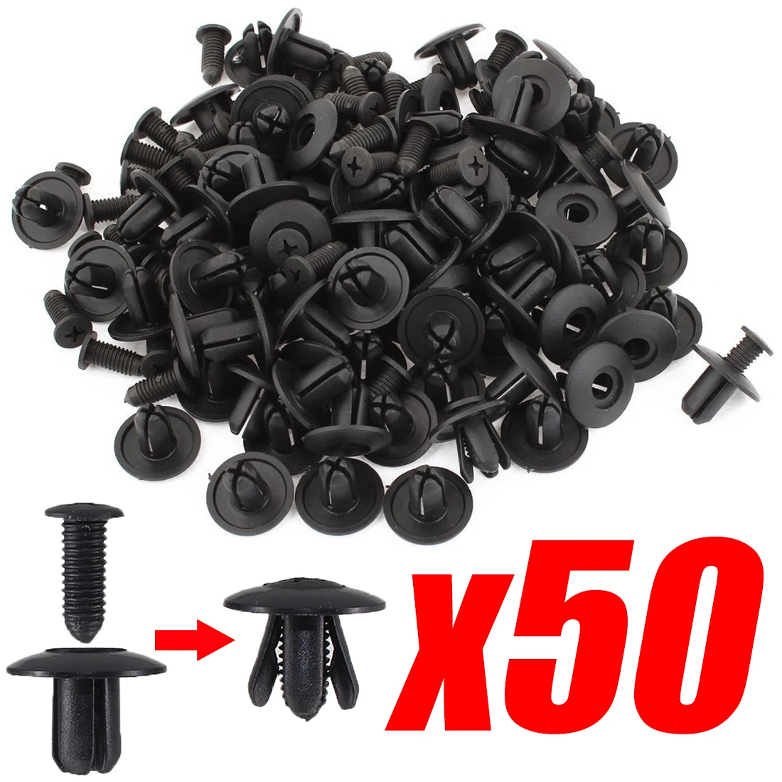 

Car 8mm Hole Rivets Fastener Clip Car Bumper Fender Auto Black Door Trim Fasteners Retainer Push Pin Clips 50/10Pcs Car Interior