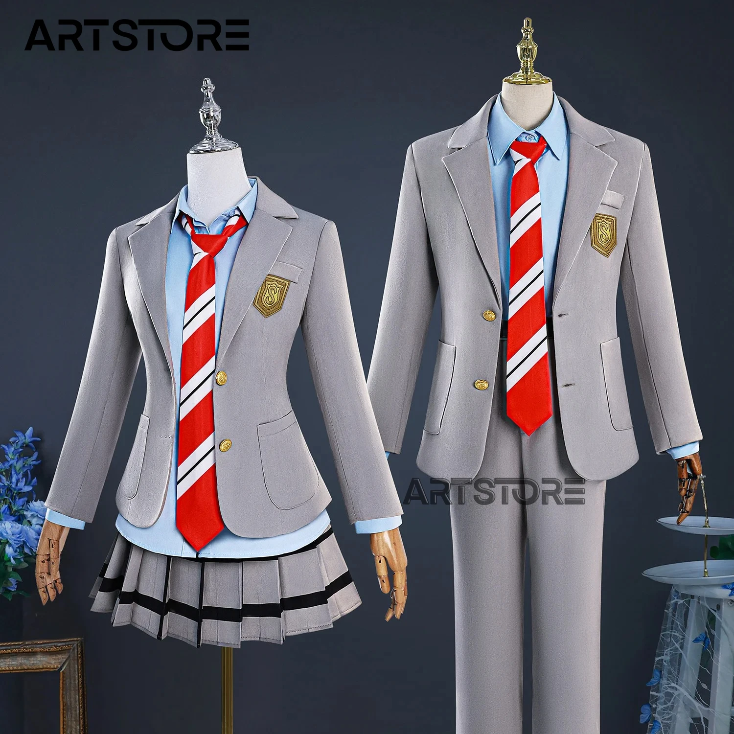 

Anime Manga Your Lie in April Miyazono Kaori Arima Kousei Cosplay Costume Outfit Halloween Carnival Role Play Dress Uniform Wig