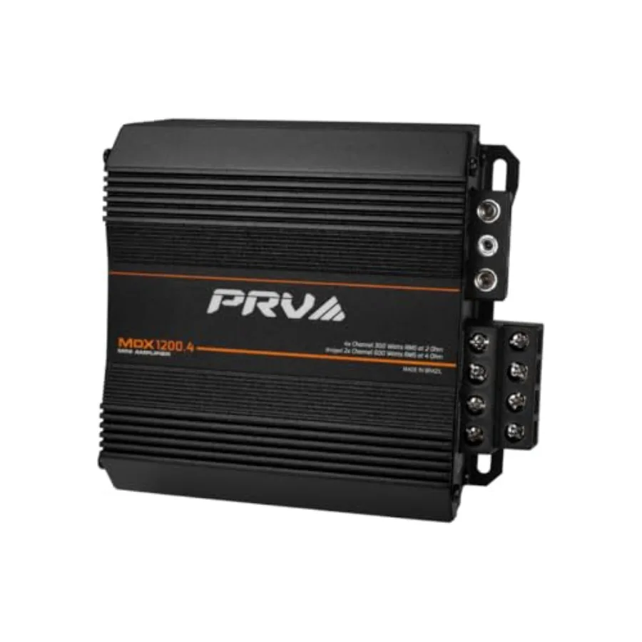 

Powersports motorcycle and ATV audio system: MDX1200.4 amplifier black anodized aluminum 2 Ohm stable 4 x 300W RMS output with