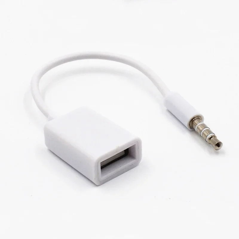 

3.5mm Car Cable Male Car AUX Audio Plug Jack To USB 2.0 Female Converter Adapter White Mp3 Car USB AUX Audio Cable Car