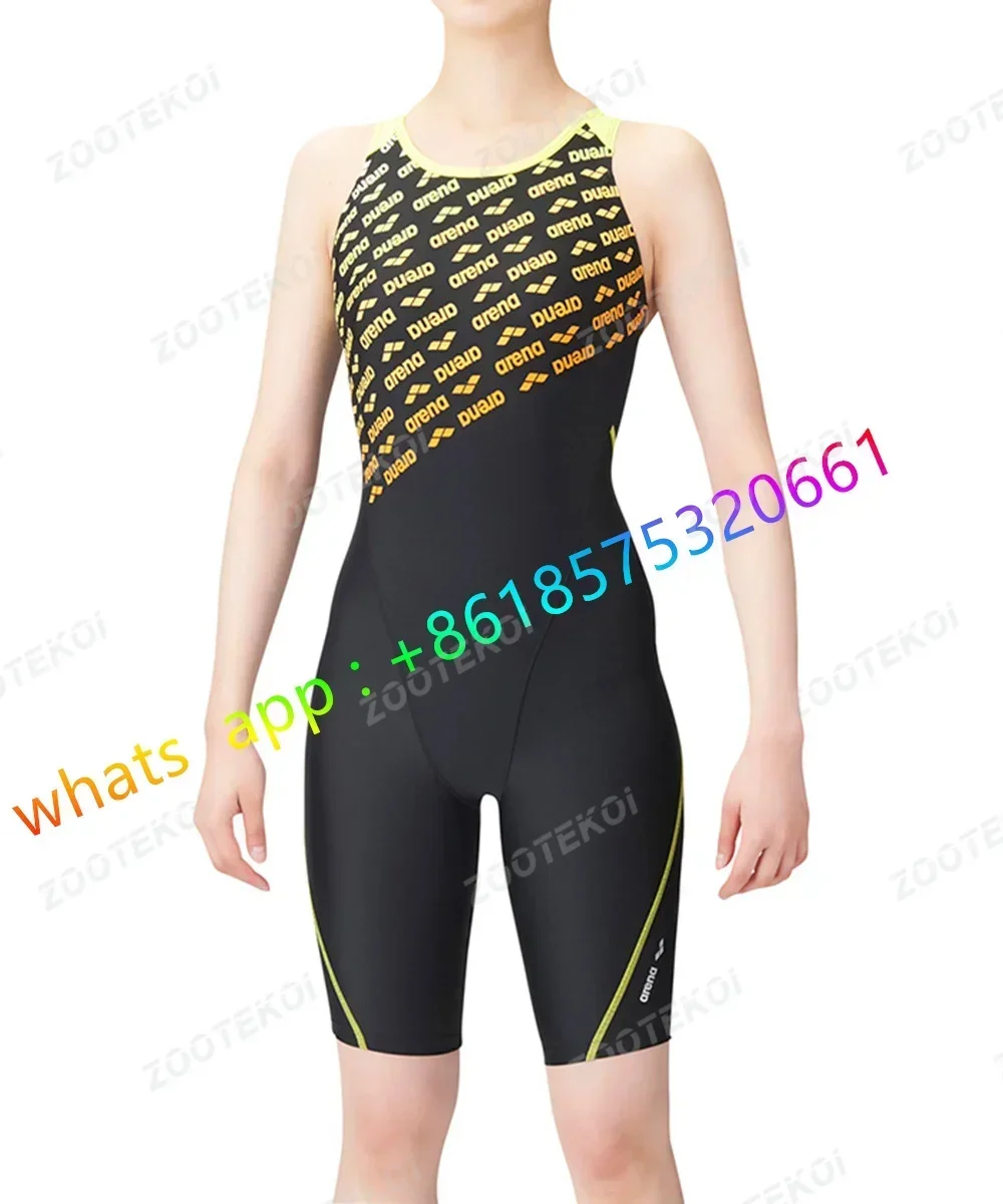 Trajes de baño de competición hasta la rodilla, traje de baño de una pieza para mujer, traje de triatlón, Bikini, ropa de playa, traje de baño deportivo cómodo