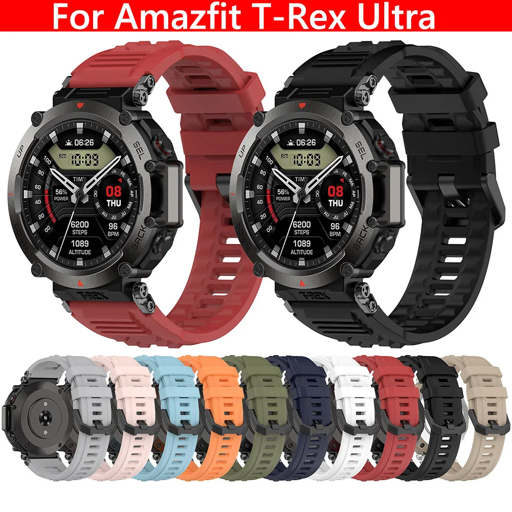 

Силиконовый браслет, устойчивый к поту, водонепроницаемый ремешок для умных часов, удобный, регулируемый, подходит для Amazfit T-Rex Ultra