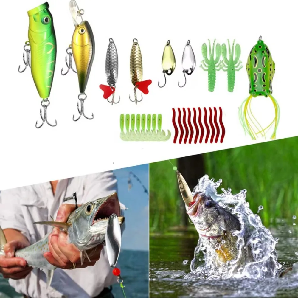 

Tackle Box Artificial Soft Fishing Bait Hook Set Storage Box Soft Fishing Lures Kit Rotating Tail Colorful