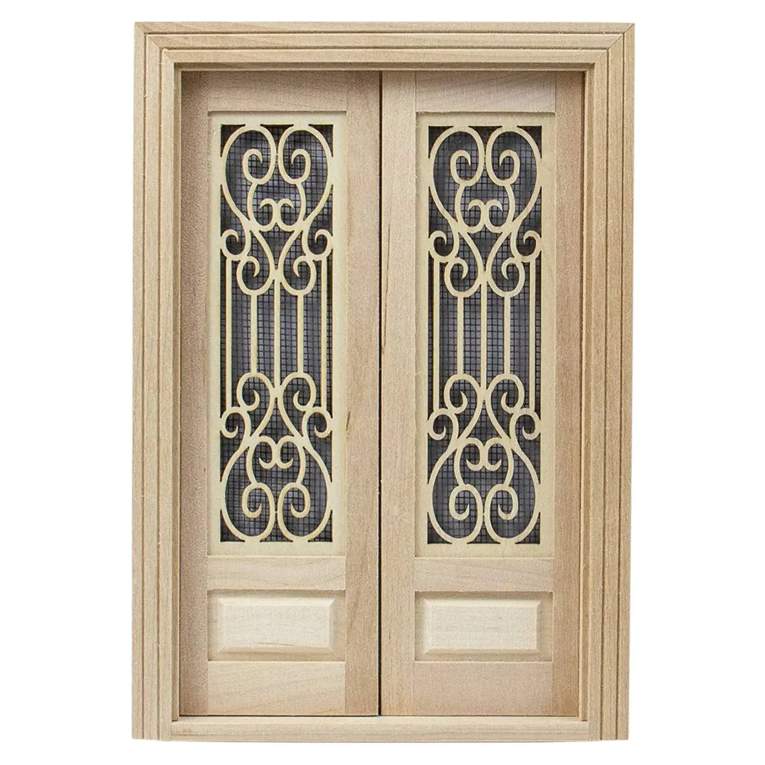 1:12 Dollhouse Miniature Furniture Screen Door Unpaint Wooden Doors for DIY Scene Doll Home Furniture Craft