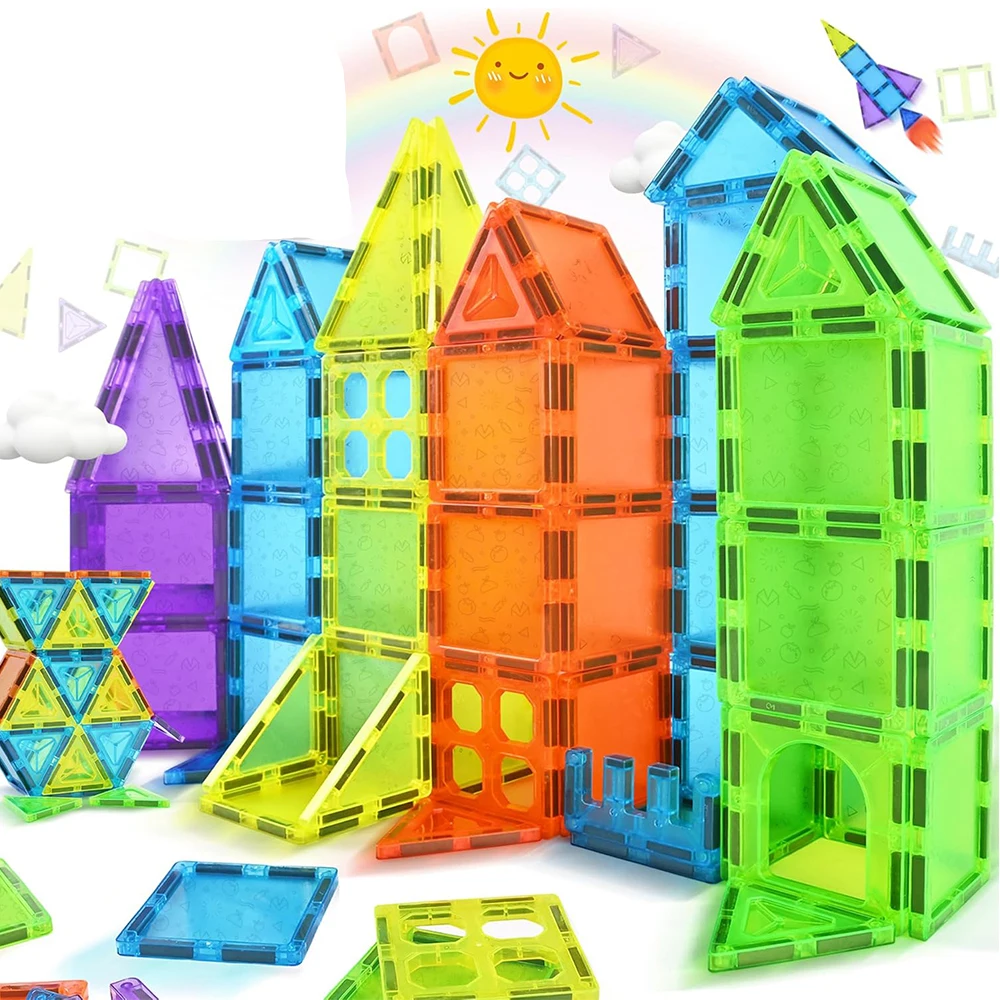 Magnetische bouwstenen voor kinderen vanaf 3 jaar, sterke magneten Montessori STEM leerzaam speelgoed cadeau om de creativiteit van kinderen te stimuleren