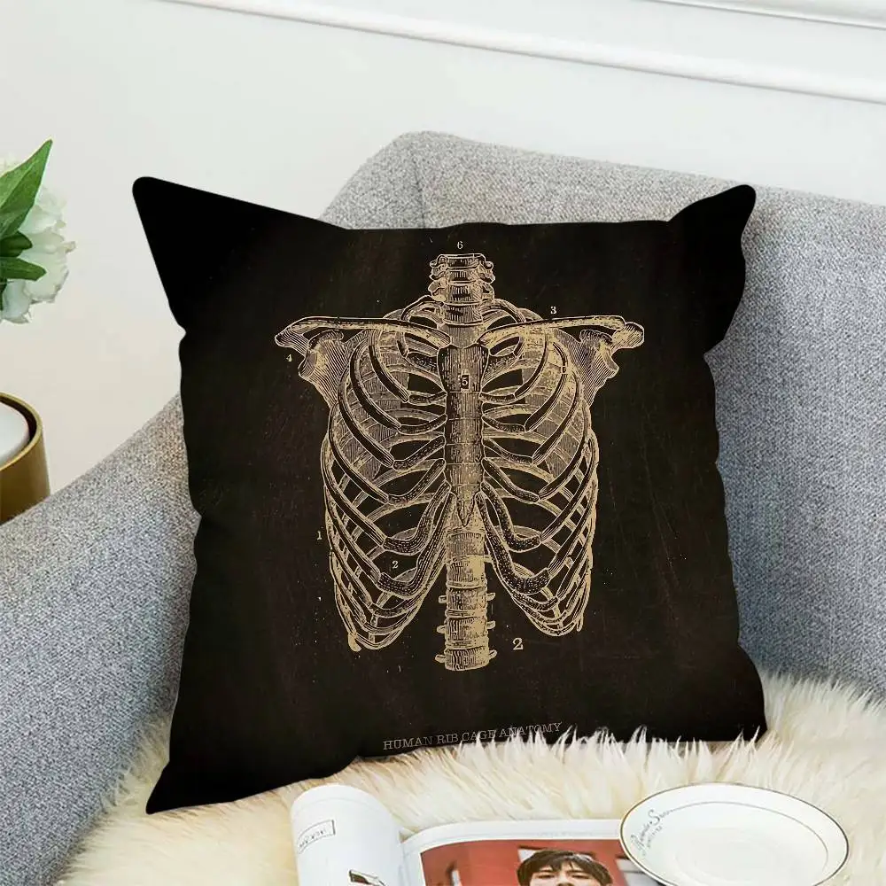 

Anatomical Skeleton Pillow Case Pillowcase Double-Sided Printing Cushion Cover 45x45 Decorative Cushions Sofa Soft Home Decor Pi