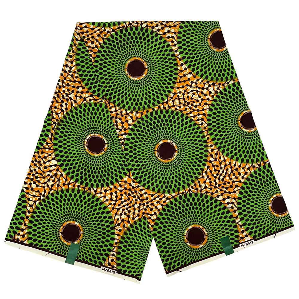 African Wax Fabric 6 Yards Veritable Wax Nigerian Ankara Block Prints Batik Fabric Dutch Pagne 100% Cotton For Sewing Dress