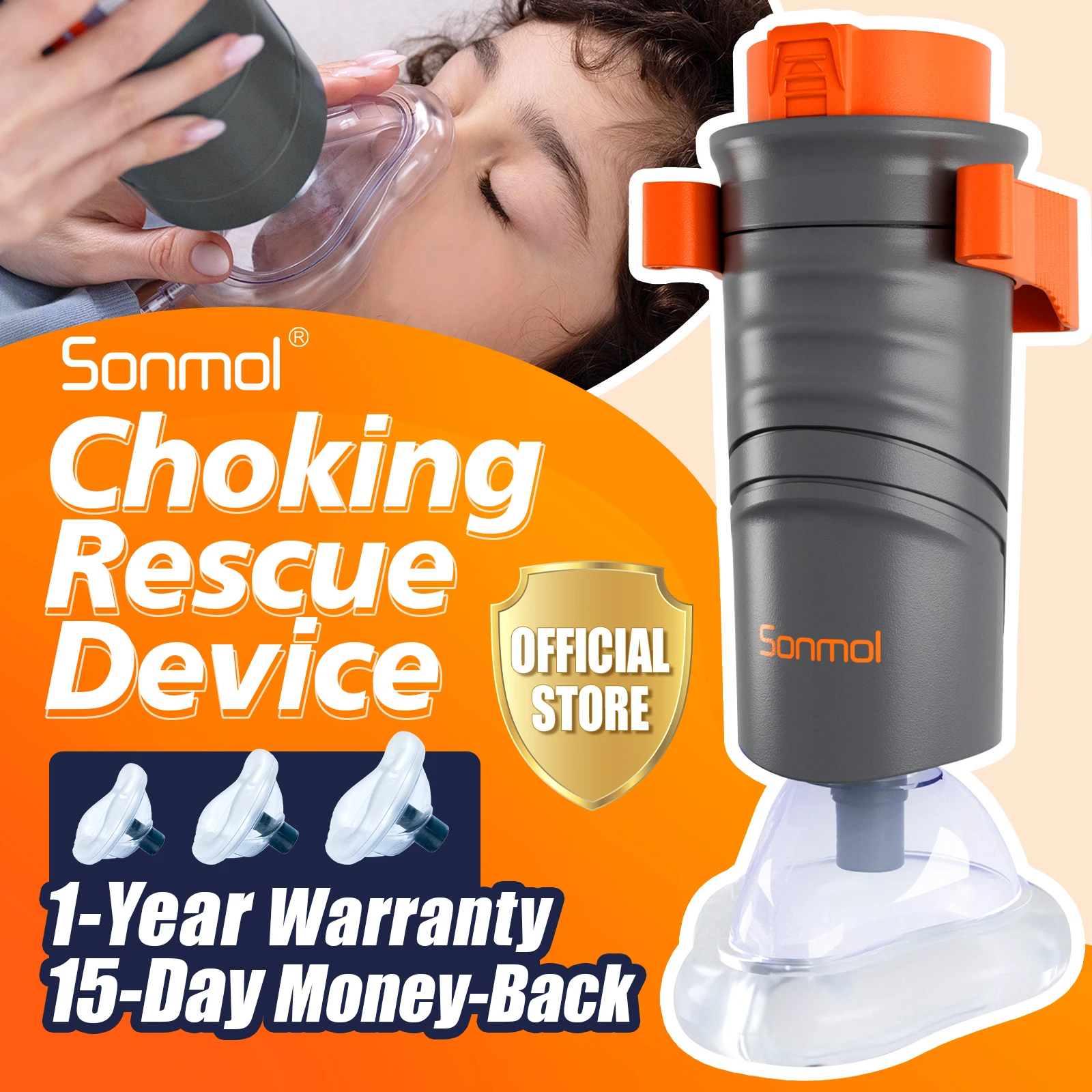 

Anti Choking Device with 3 Masks Choking Rescue Device First Aid Kit Heimlich Maneuver