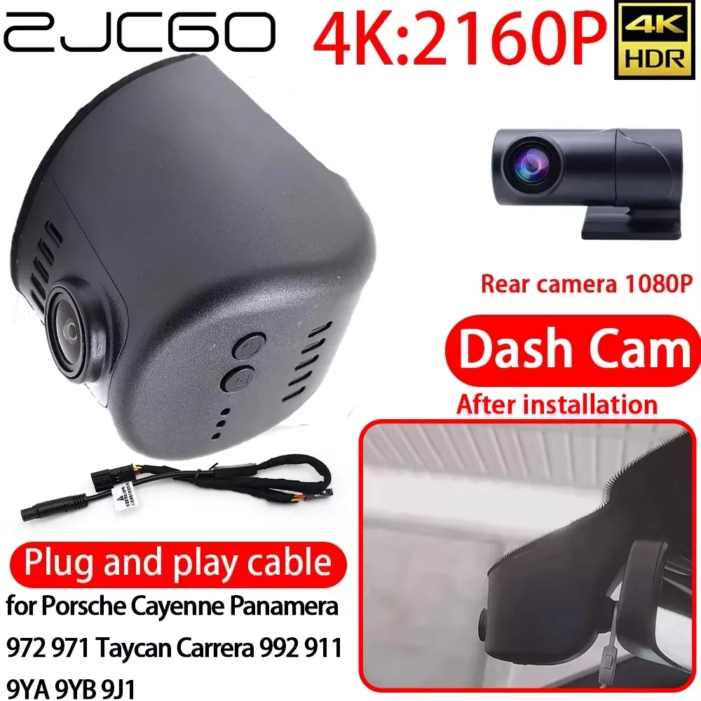ZJCGO for Porsche Cayenne Panamera 972 971 Taycan Carrera 992 911 9YA 9YB 9J1 4K DVR Dash Cam Wifi Front Rear Camera 24h Monitor