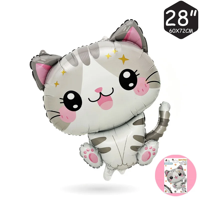 Cartoon Katze Hund Folienballons Kawaii Kätzchen Welpen Tierballons für Kinder Jungen Mädchen Geburtstagsparty Babyparty Deko-Zubehör – Detail 4