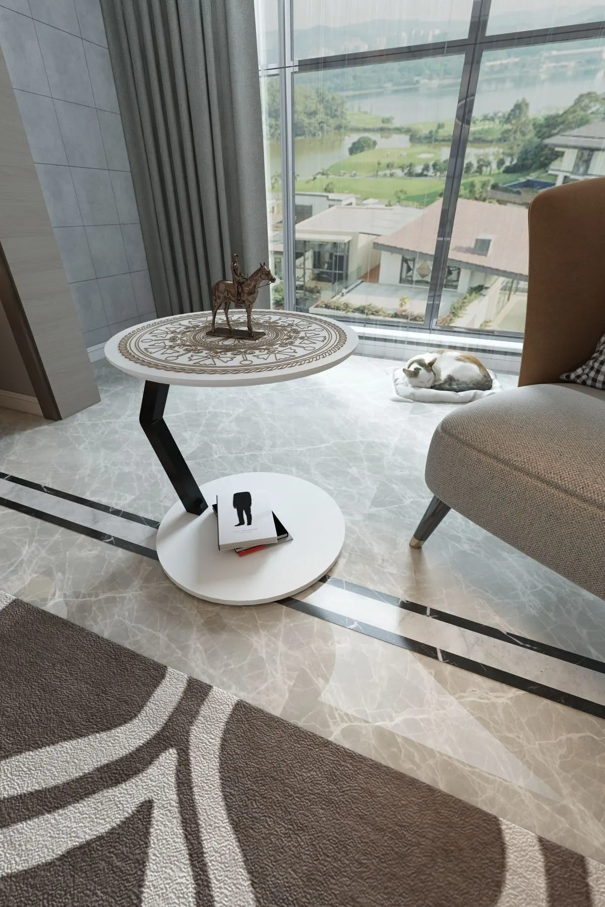 Home Side C Shape Table Modern Decor Disassembled Coffee Table Small Snack Table Couch Table Living Room Sofa Table with casters