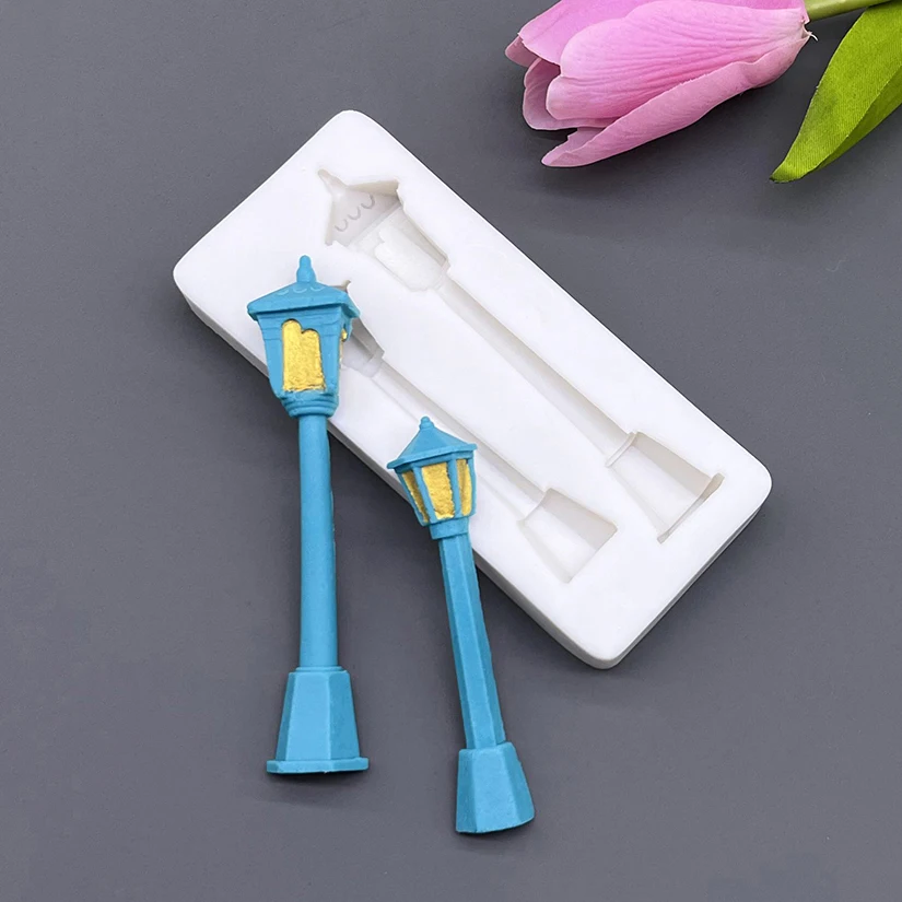 Lamppost Streetlight Silicone Sugarcraft Mold Resin Tools Cupcake Baking Mould Fondant Cake Decorating Tools