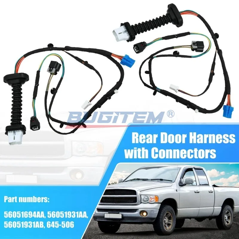 

New 2PCS/Set Rear Door Harness Replace 56051694AA 56051931AA 56051931AB 645-506 For 2004-2010 Dodge Ram 1500 2500