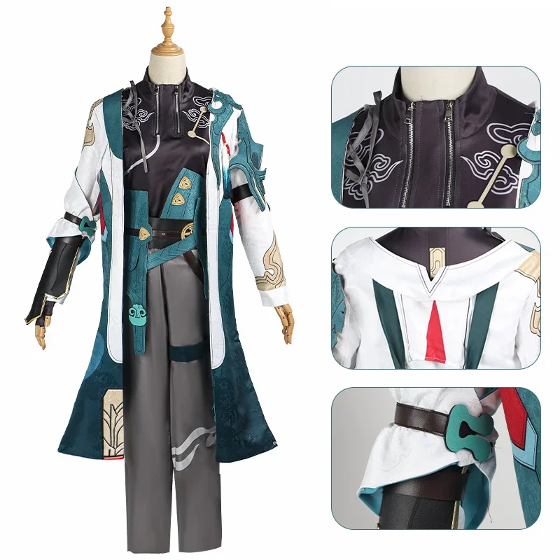 Cosplay uniforme masculino, Dia Heng, Imbibitor Lunae, jogo de anime, trilho estrela honkai, peruca, brincos, sapatos, bonito