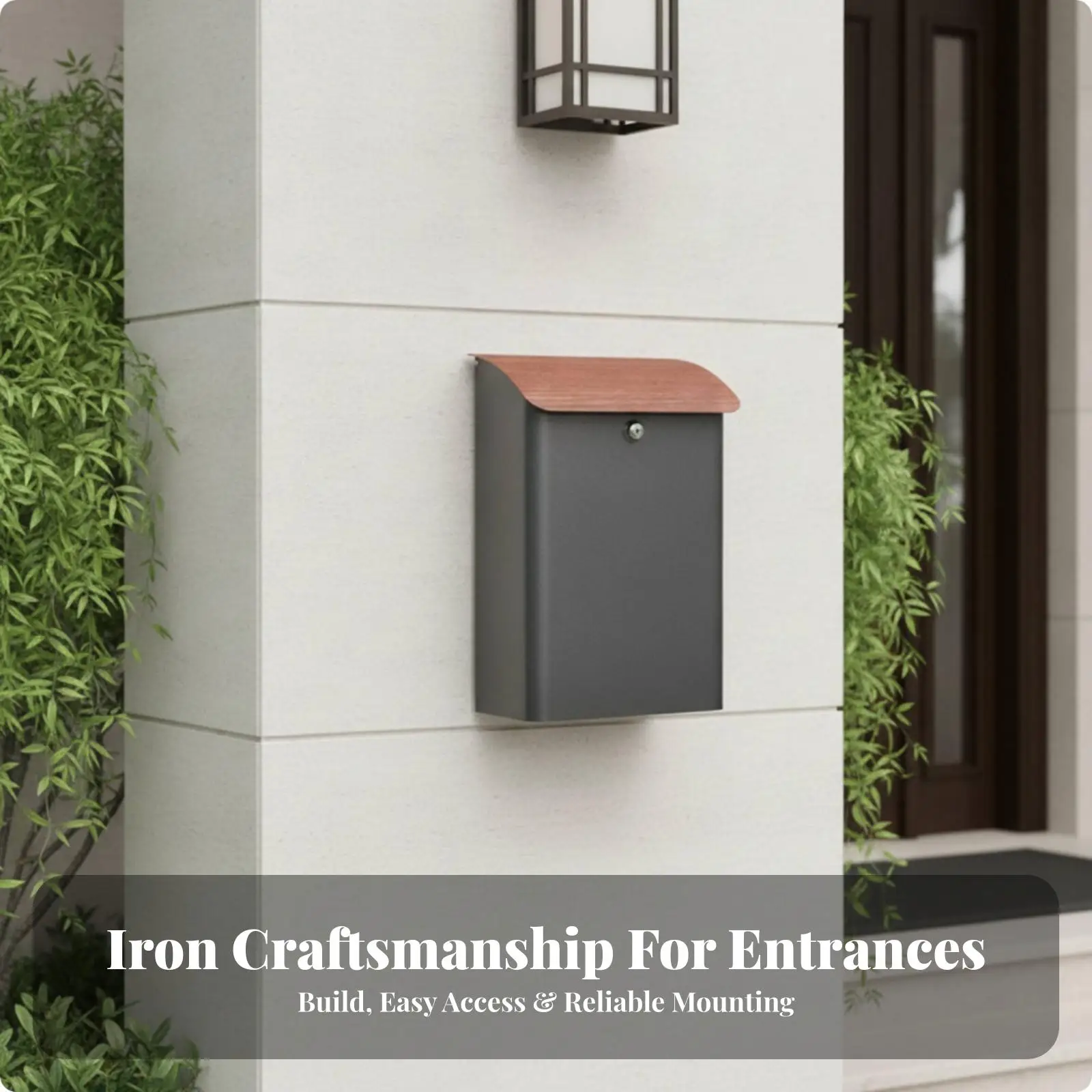 Waterproof Outdoor Mailbox for Parcels Wall Mounted Iron Lockable Drop Box for Front Porch