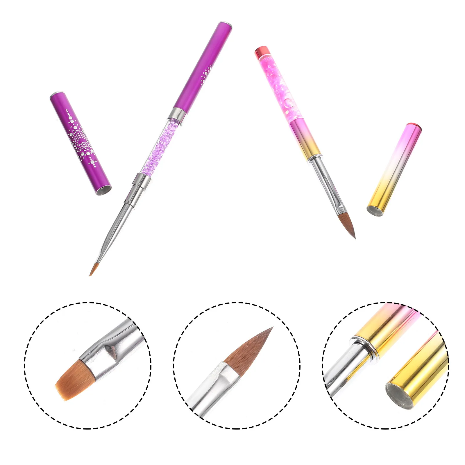 

2Pcs Nail Art Pen Brushes Colored Drawing Pens Portable Manicure DIY Supplies Durable Fiber Material Gift for Nail Lovers