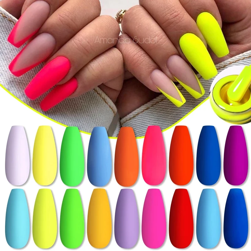 LILYCUTE 7ml Fluorescent Matte Color Gel Nail Polish Neon Pink Red Green Spring Summer Semi Permanent For Manicure Nail Art Gel