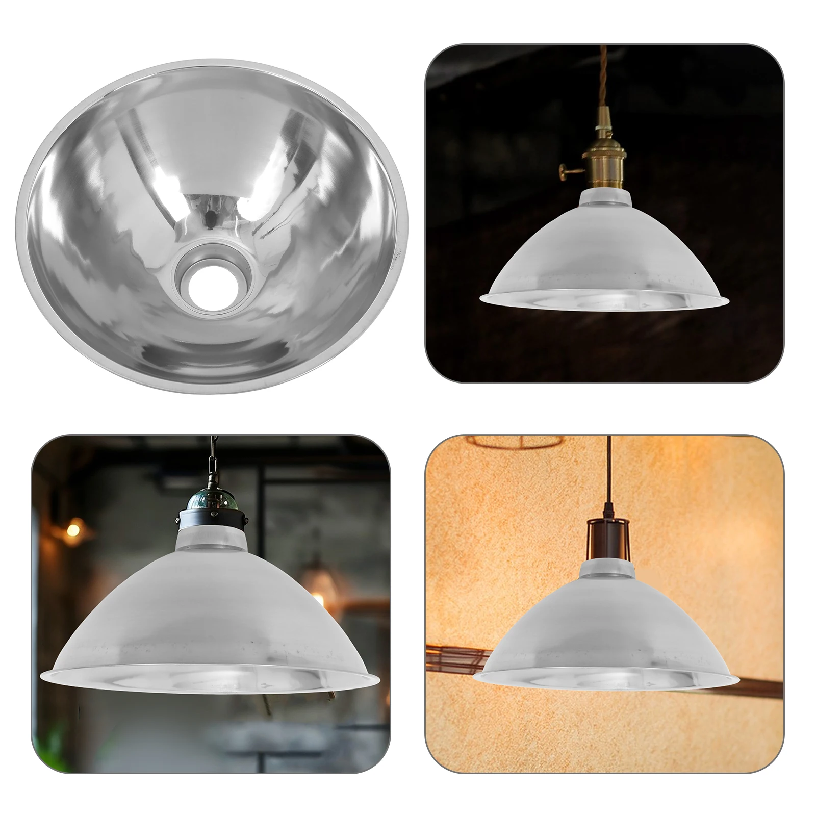 

Metal Lampshade Industrial Style Silver Hanging Light Fixture Replacement Shades Modern Decorative Cone Cover for Living Room
