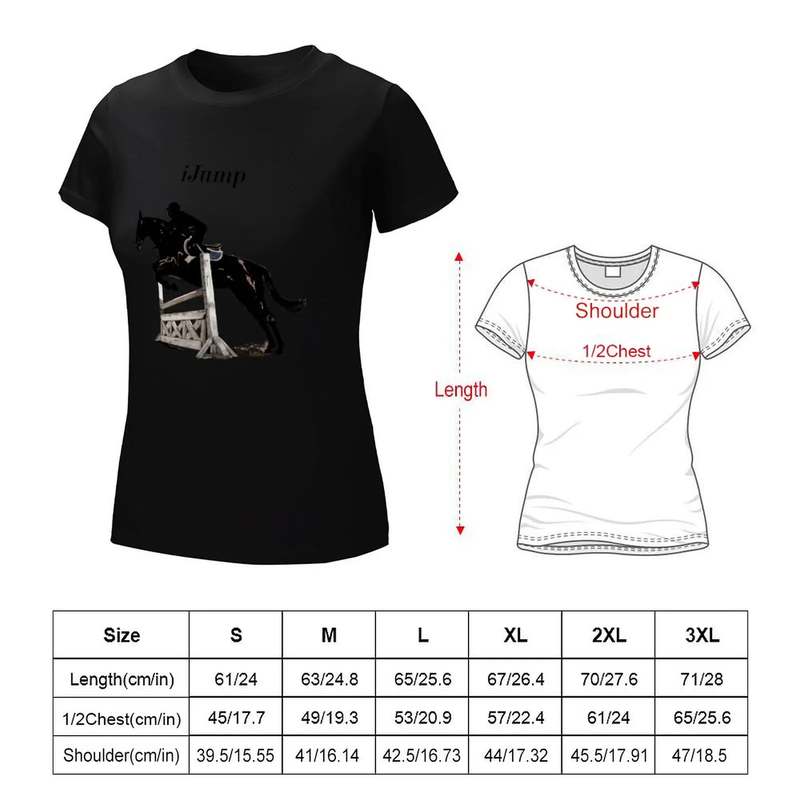 Cute iJump Equestrian Horse T-Shirt lady clothes summer top Short sleeve tee funny t shirts for Women