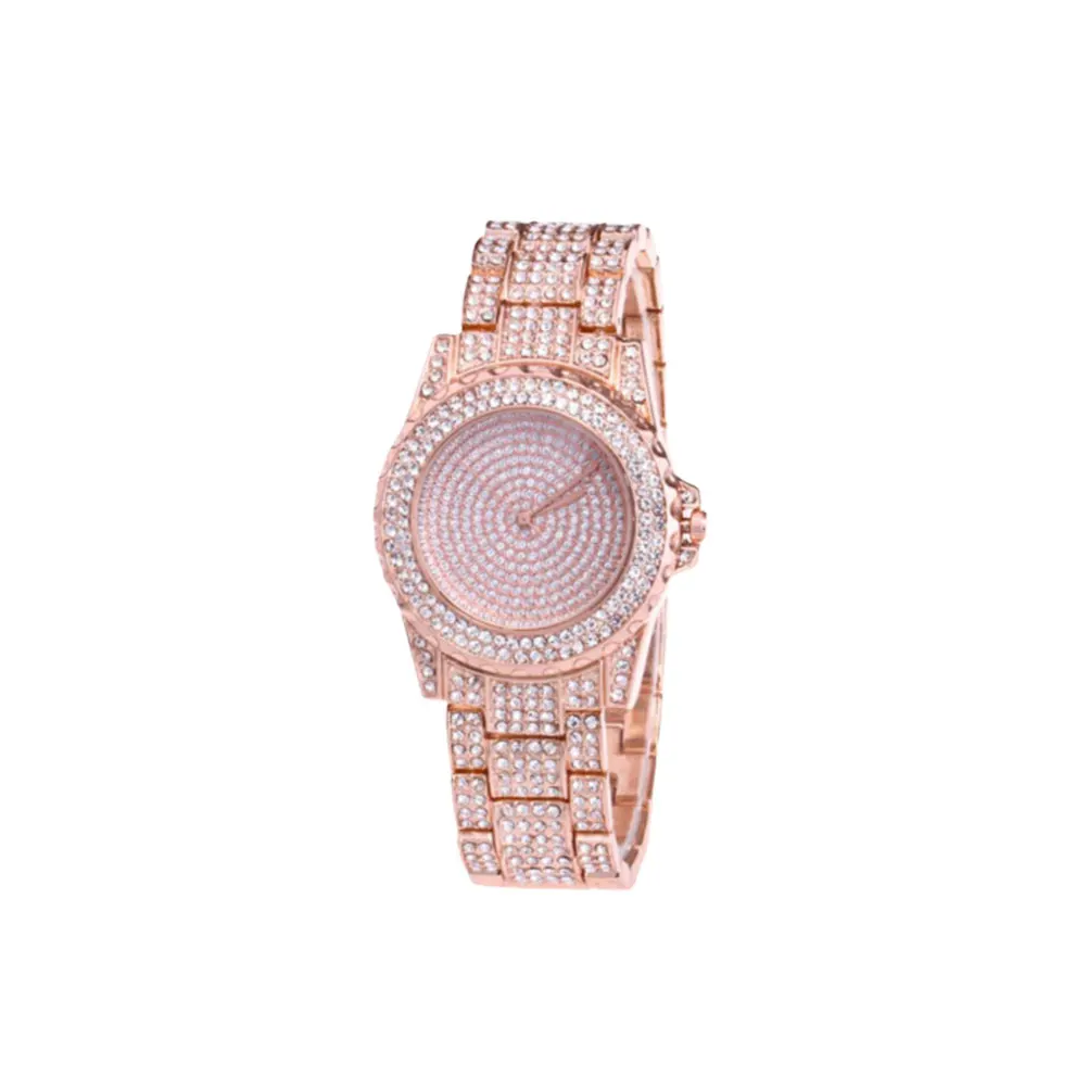 

1 шт., часы со стальным ремешком, кварцевые прочные женские наручные часы со стразами, стильные элегантные повседневные модные женские часы из розового золота