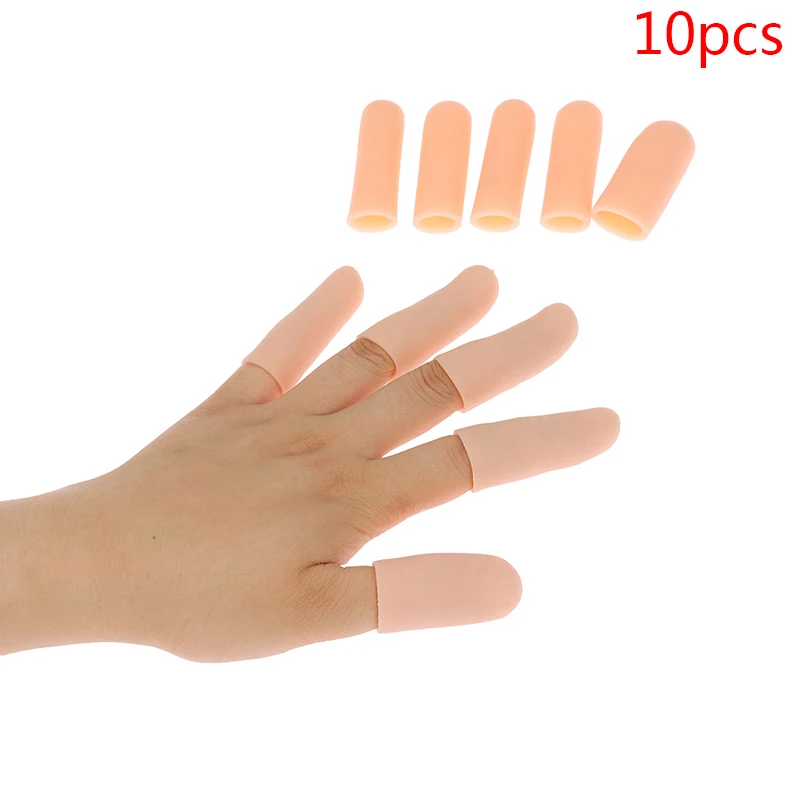 10Pcs Silicone Gel Tube Hand Bandage Finger Protector Anti-cut Heat Resistant Finger Sleeves Great Cooking Kitchen Tools