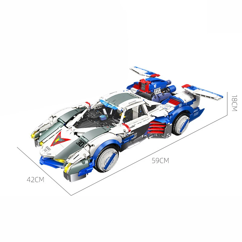 Décennie s de construction de voiture de course RC technique Asurada GSX, modèle MOC, briques de voiture de sport, jouets pour enfants, coffret cadeau, en stock, 92033