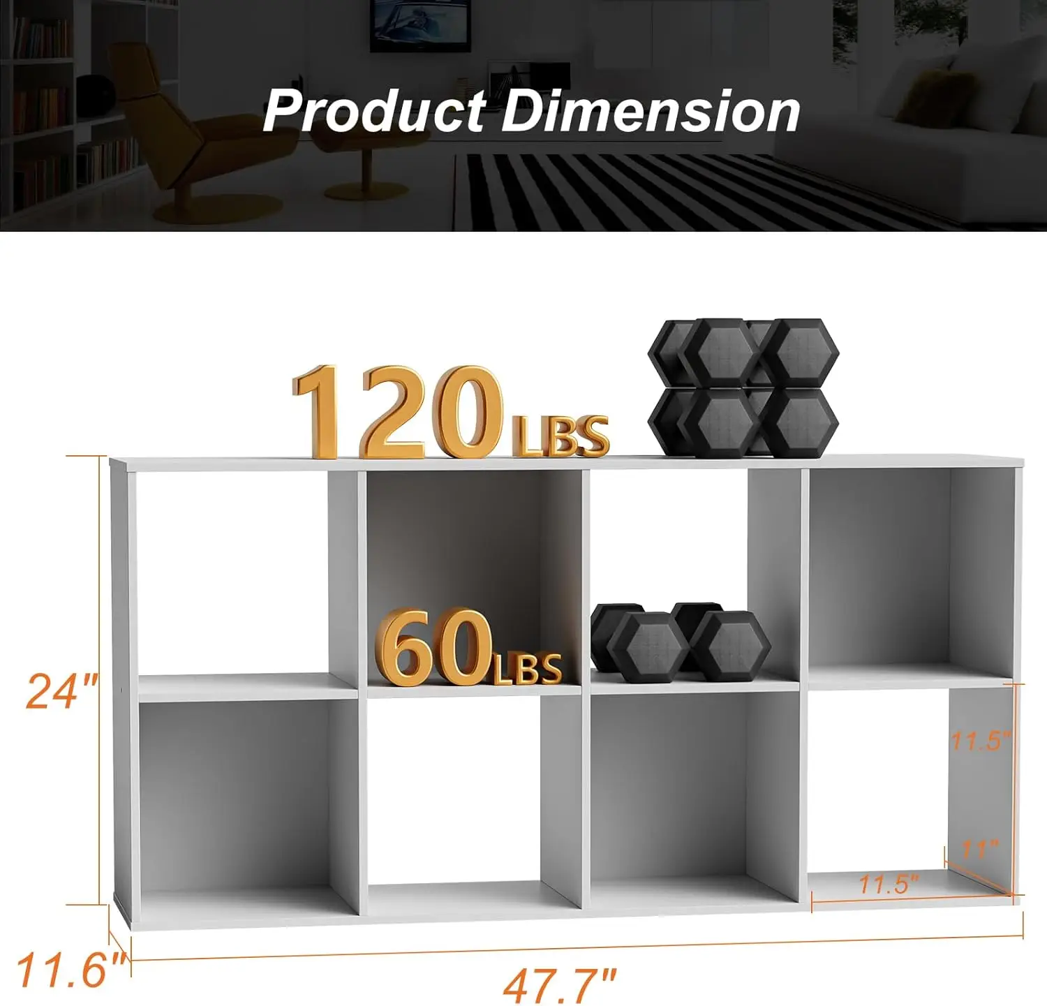 8 Cube Storage Organizer - Open Cube Bookshelf with 4 Removable Back Panels, Display Storage Bookcase for Living Room, B