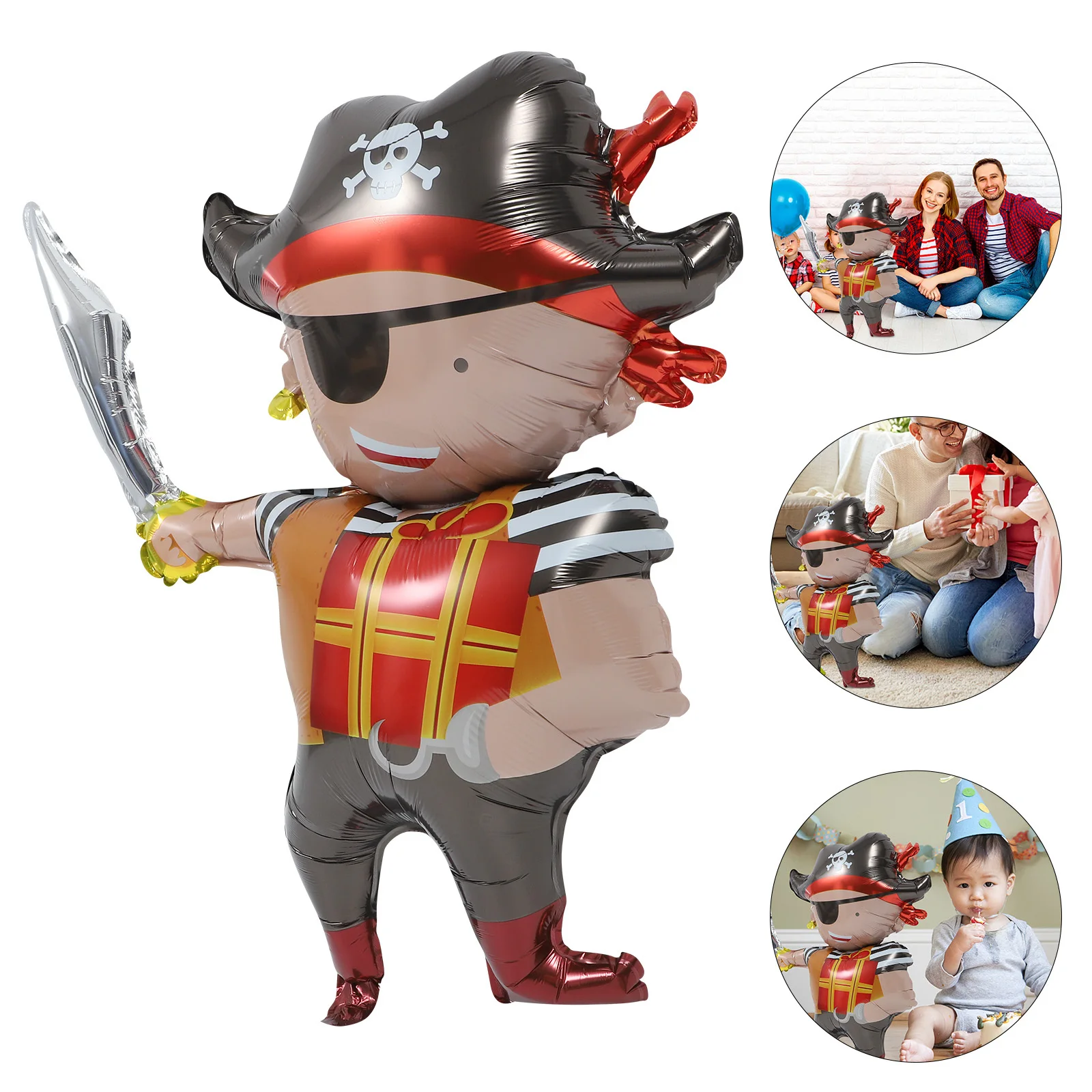 

3Pcs Pirate Captain Balloon Aluminum Foil Pirate Party Supplies Boy Birthday Party Decorations Halloween Balloons