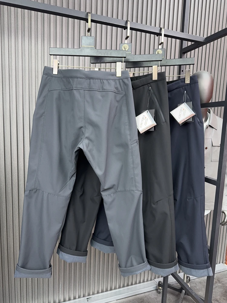 الرجال Fce اصطف Thiened لينة ell عارضة السراويل الخريف الشتاء الدافئة مستقيم الساق عمال Faion الحضرية Sle اللون