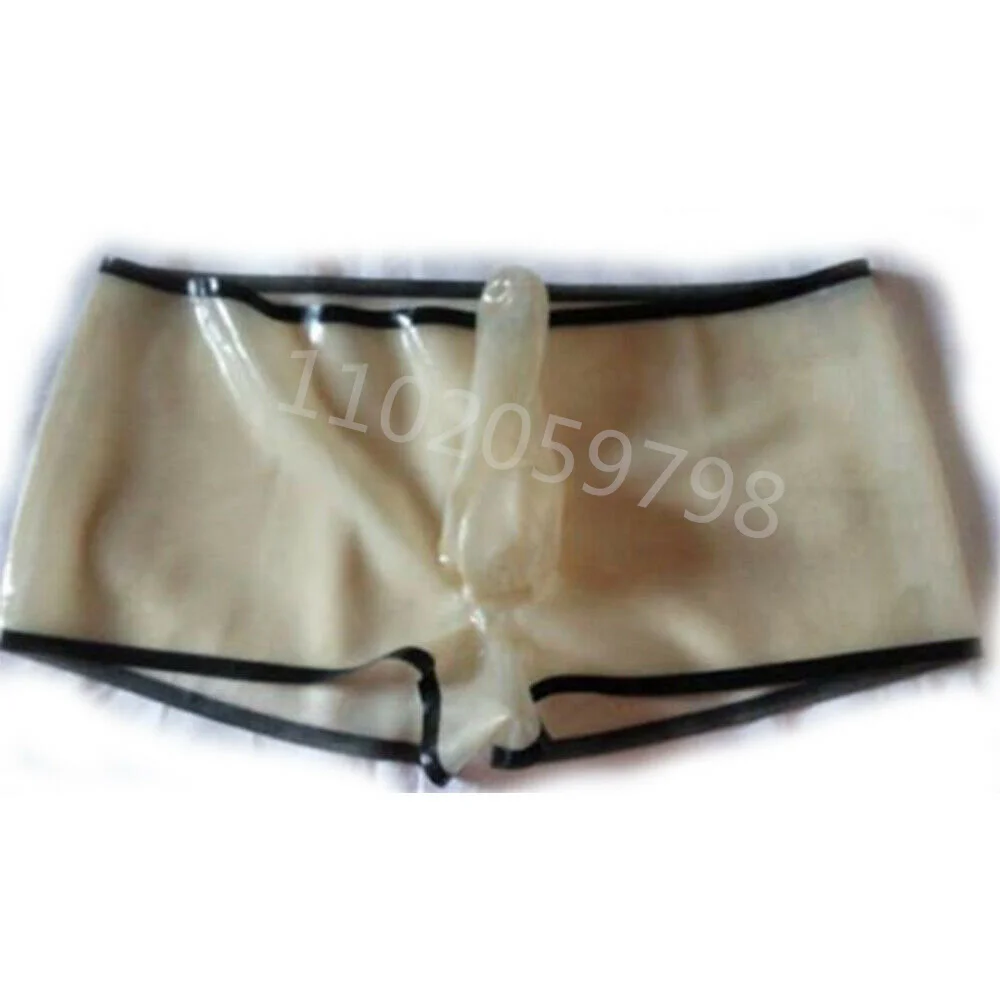 Men's Flesh-colored Latex Shorts Rubber Sexy Party Black Waist Shortspersonality