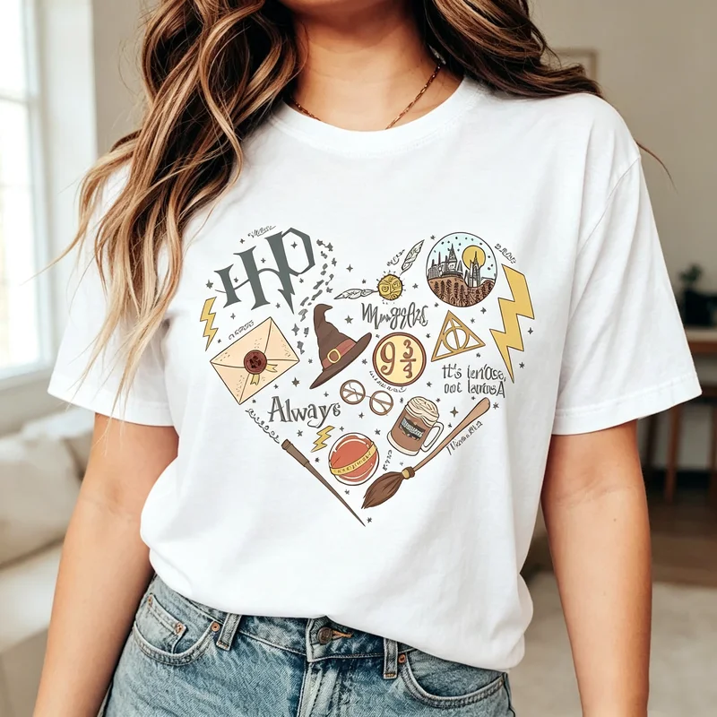 Vintage Wizard Academy Tee Magic Letter Hat Lightning Print Men Women Cotton Short Sleeve Trendy Streetwear  Oversized T Shirt