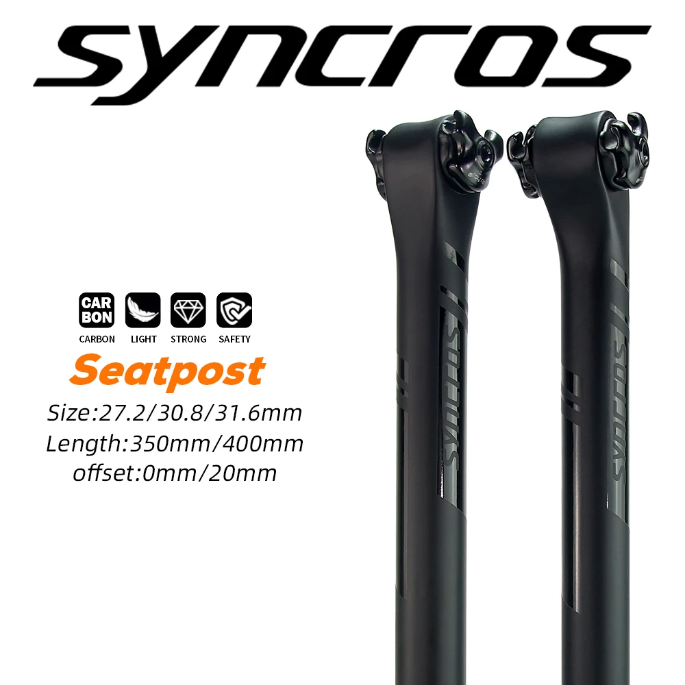 

Syncros Carbon Bicycle Seat Post with Alloy Cap Ultralight & Strong for Road & MTB Bike 0 or 20 Degree Offset, 27.2/30.8/31.6mm
