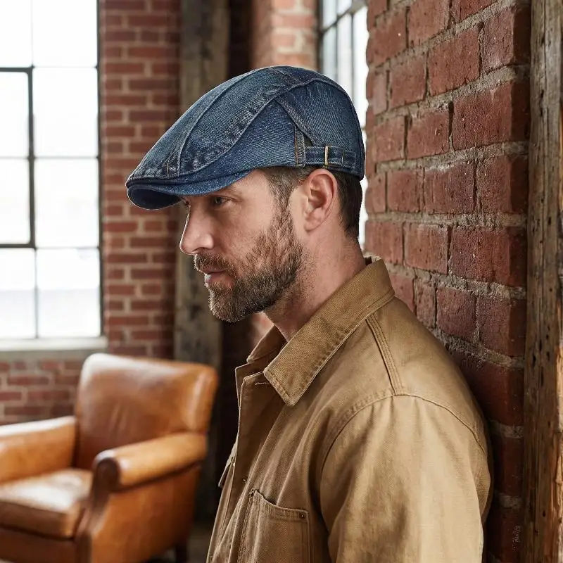 Casquette Gavroche en Jean Lavé Unisexe Réglable pour Hommes et Femmes – Idéale pour les Activités de Plein Air