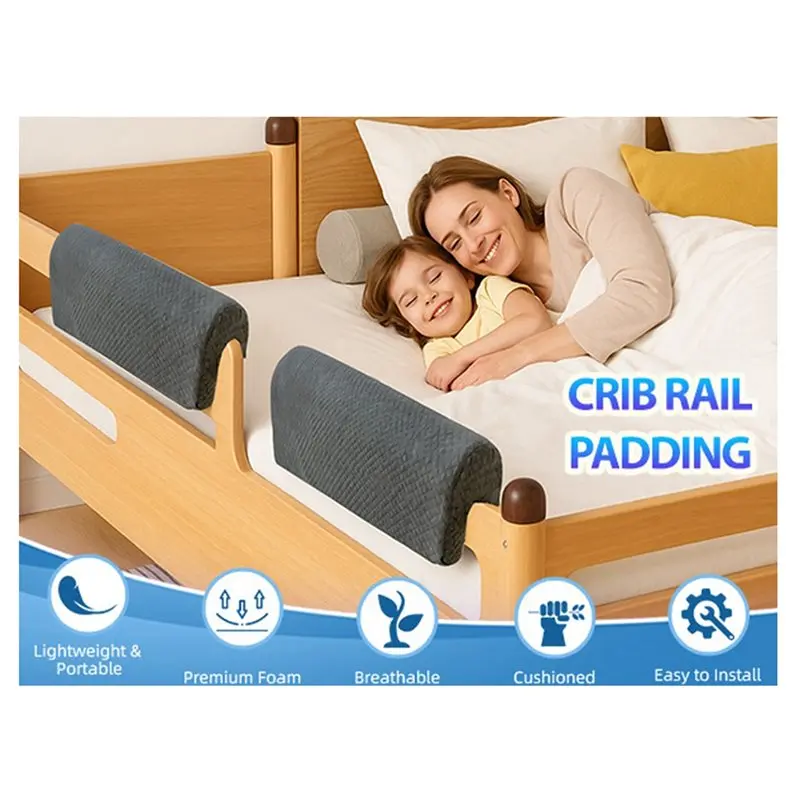 A67M-Toddlers' Bed Guardrail Pad, Bed Rail Bumper Protector For Children, Soft Cushioned Barrier,Increased Height image 5